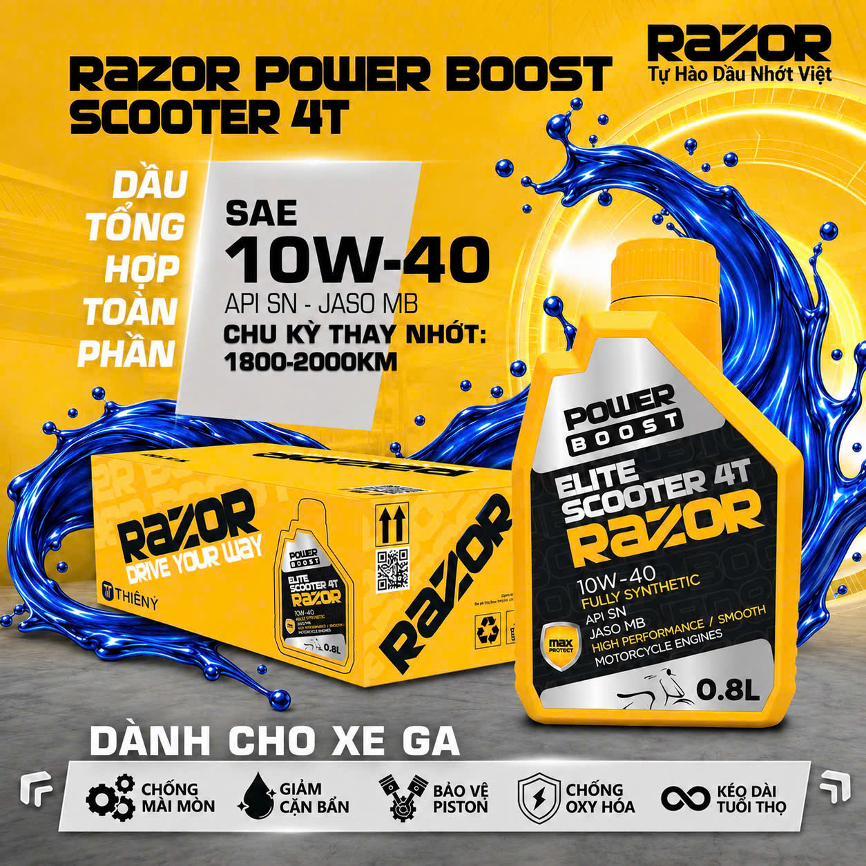 Dầu nhớt Razor Power Boost Scooter 4T dành cho xe tay ga